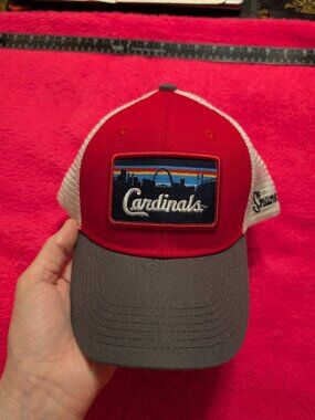 St Louis Cardinals Shane Co Trucker Hat Snapback Red Grey White Skyline Arch SGA